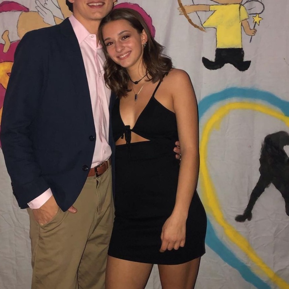 Black bodycon mini dress with cut out